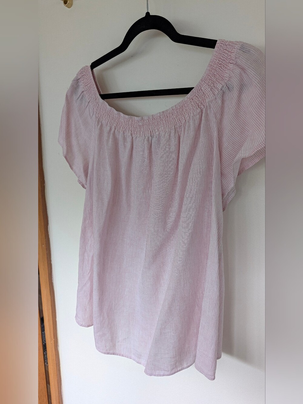 Saks Fifth Avenue Linen Women's Pink Boat Neck Shirt
